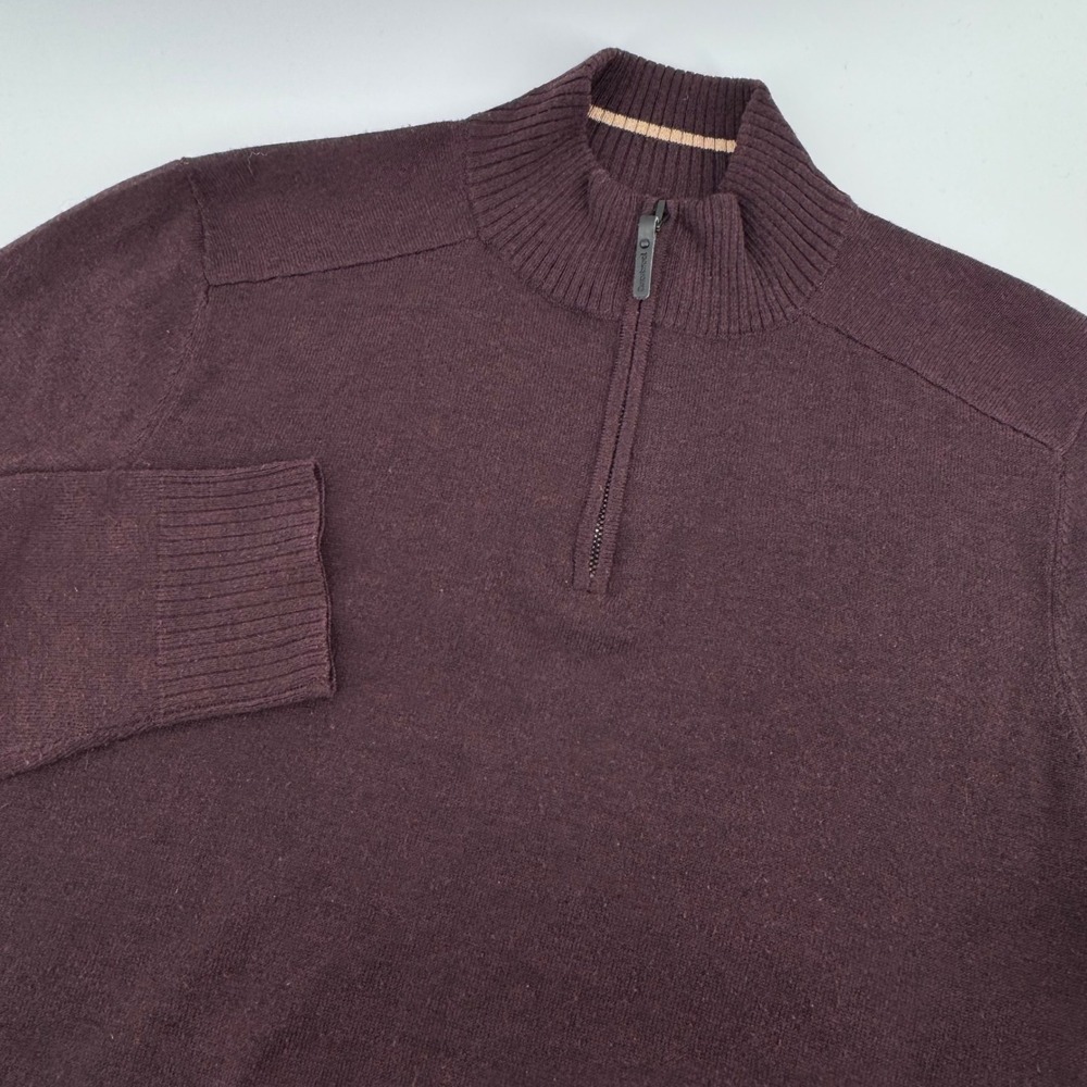 Smartwool Quarter Zip Sweater Mens M Burgundy Plum Merino Wool